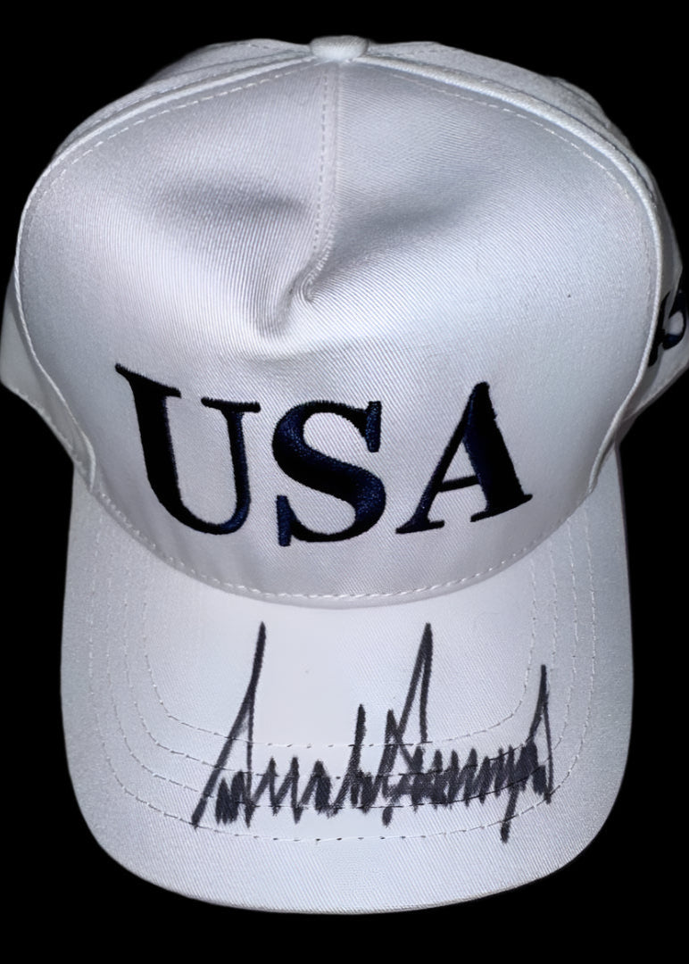 Donald Trump Signed USA Hat/Cap (White) - JSA COA w/full letter of authenticity